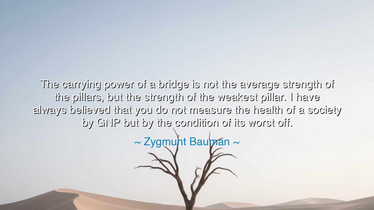 The carrying power of a bridge is not the average strength of the