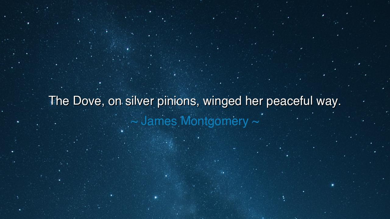 The Dove, on silver pinions, winged her peaceful way.