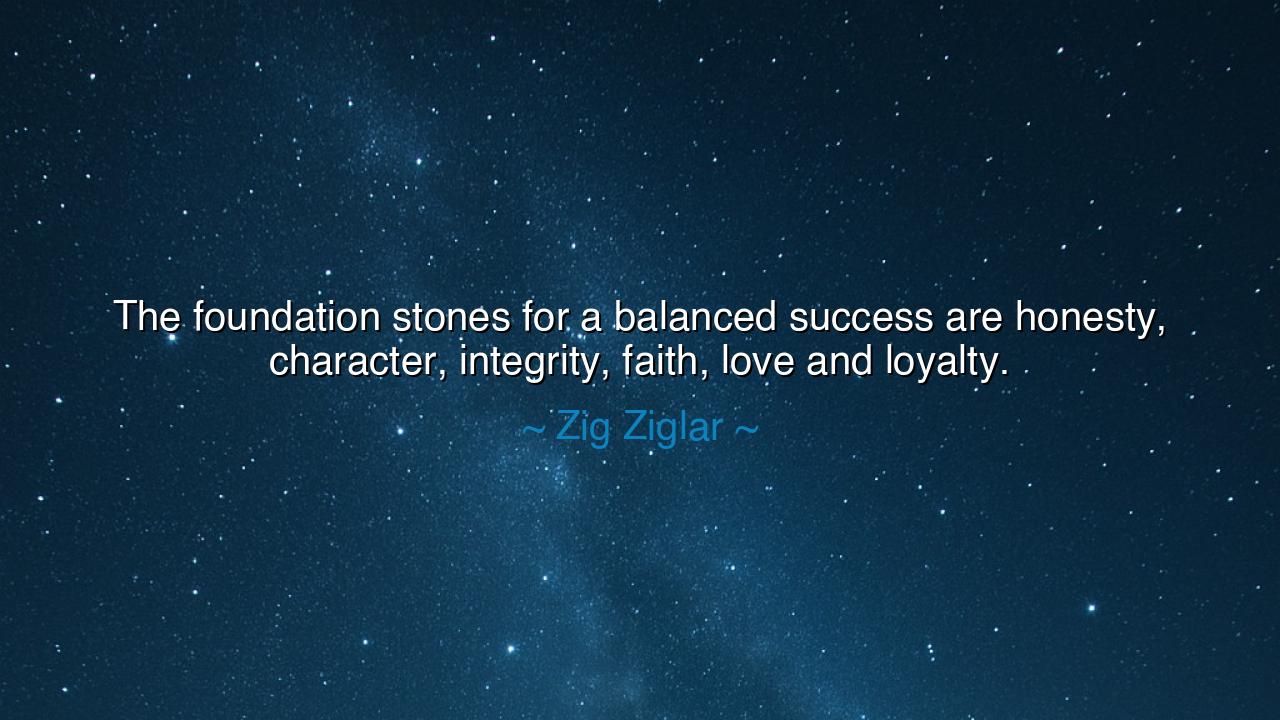 The foundation stones for a balanced success are honesty