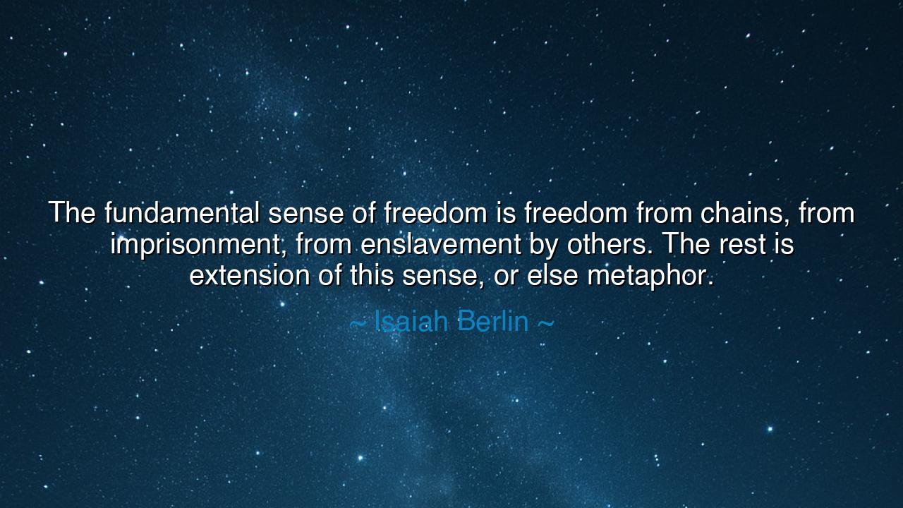 The fundamental sense of freedom is freedom from chains, from