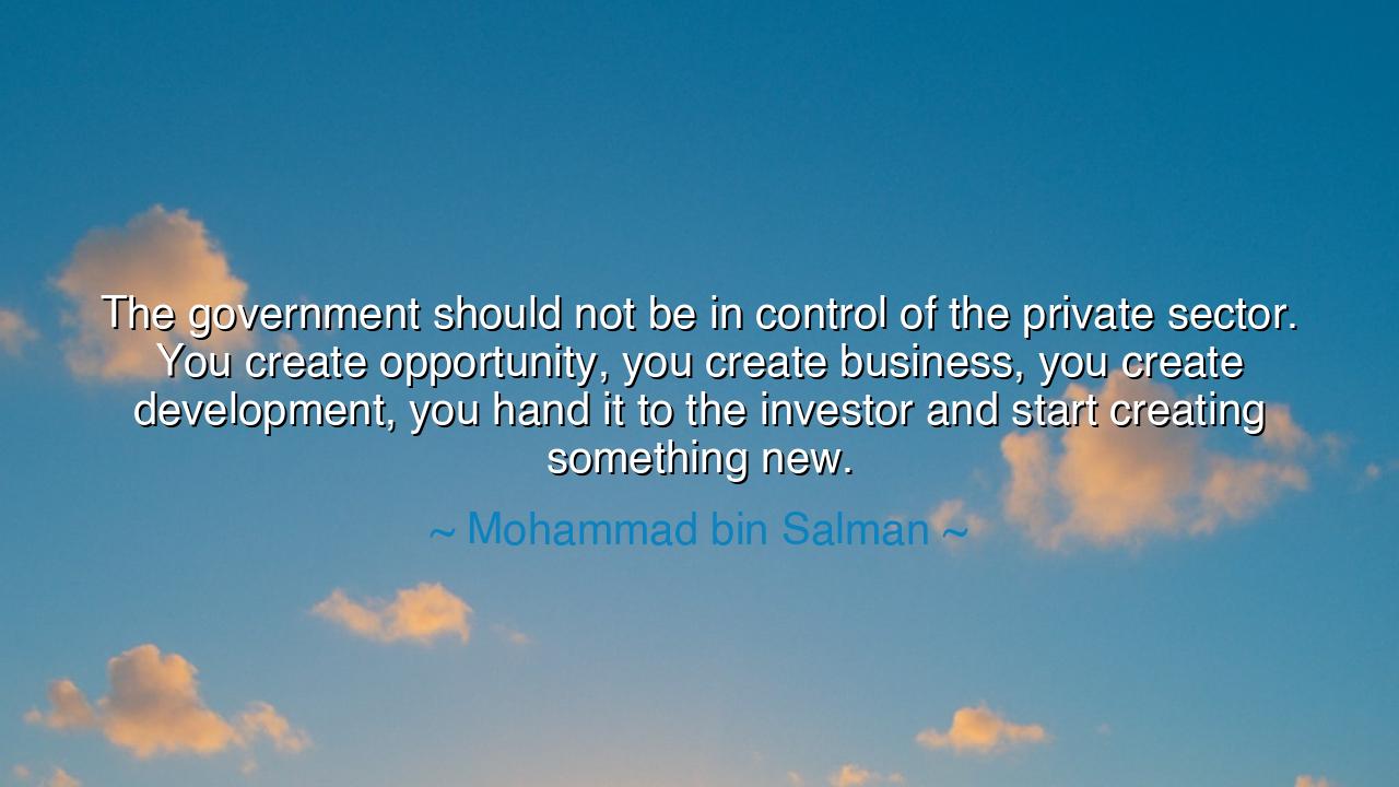 The government should not be in control of the private sector.