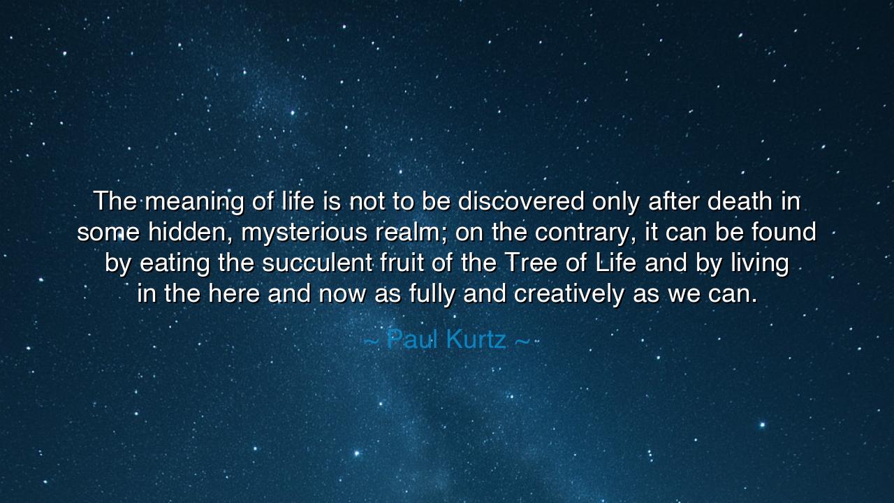 The meaning of life is not to be discovered only after death in