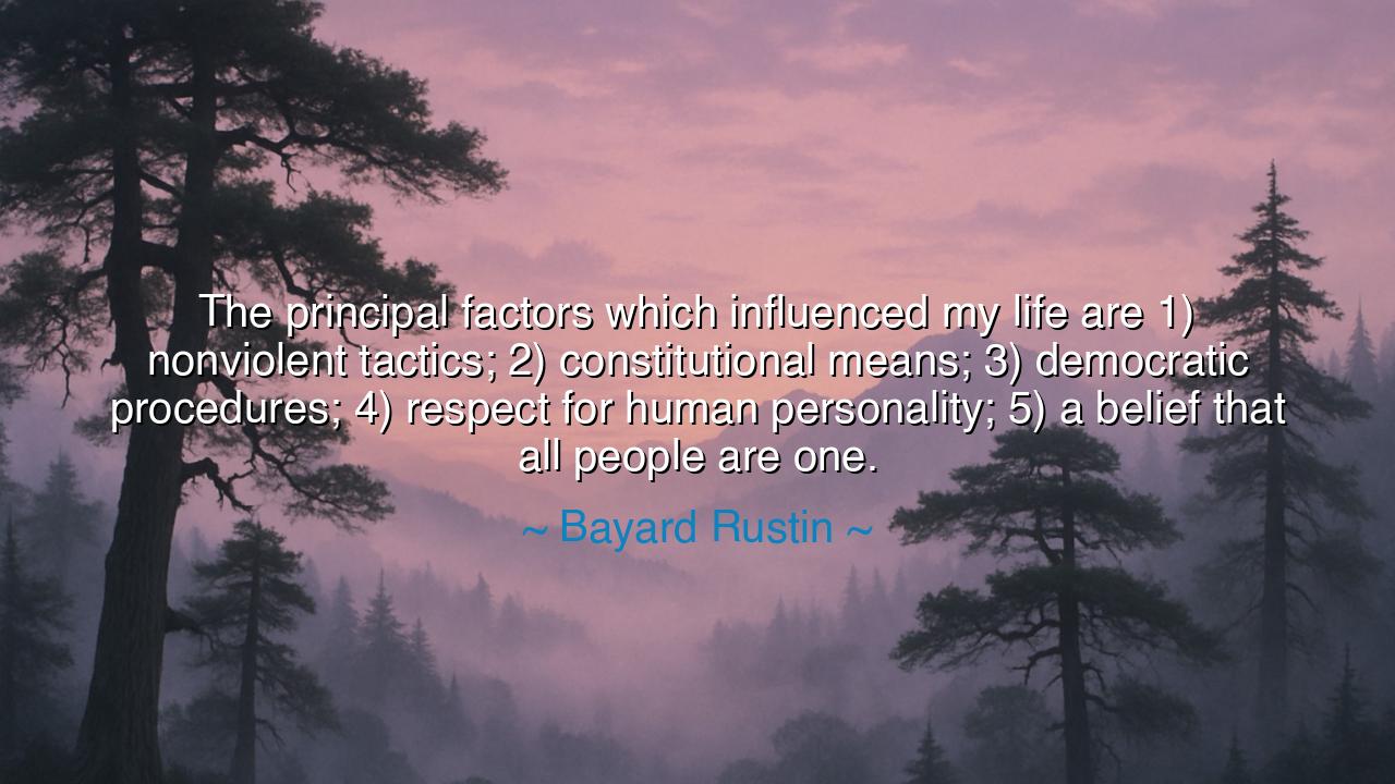 The principal factors which influenced my life are 1) nonviolent