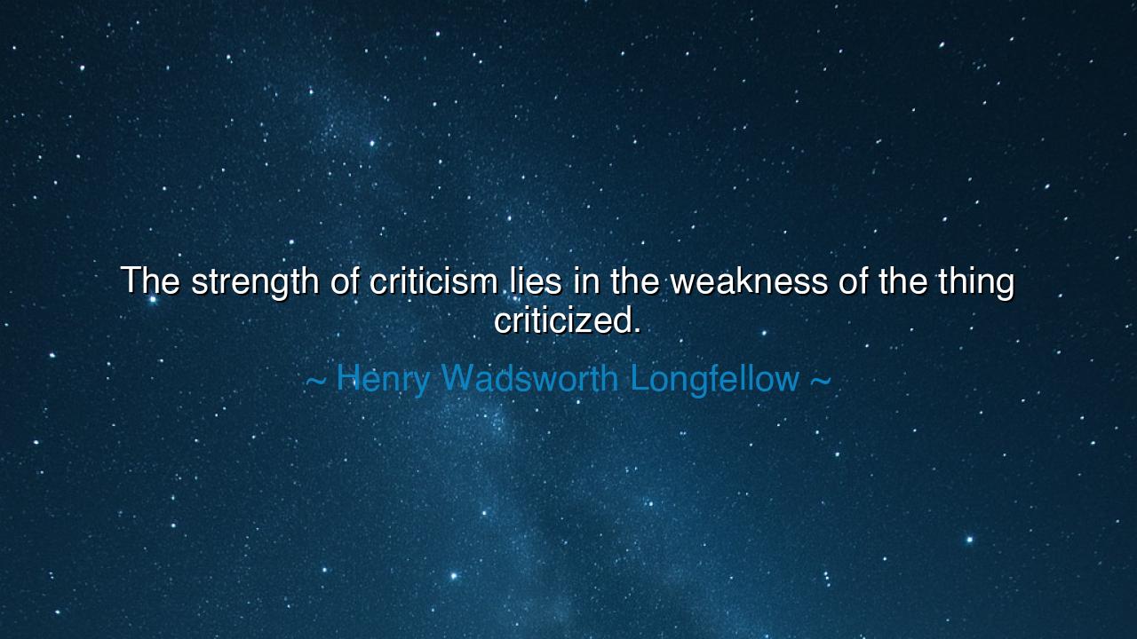 The strength of criticism lies in the weakness of the thing