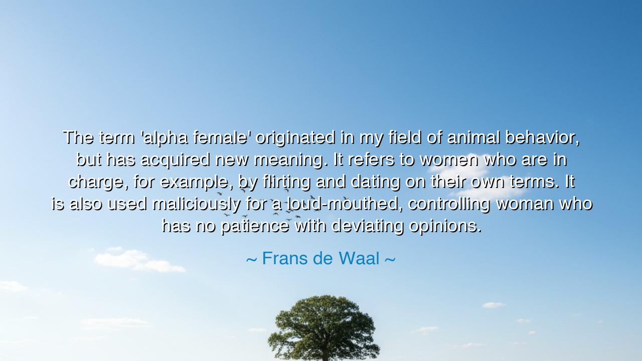 The term 'alpha female' originated in my field of animal