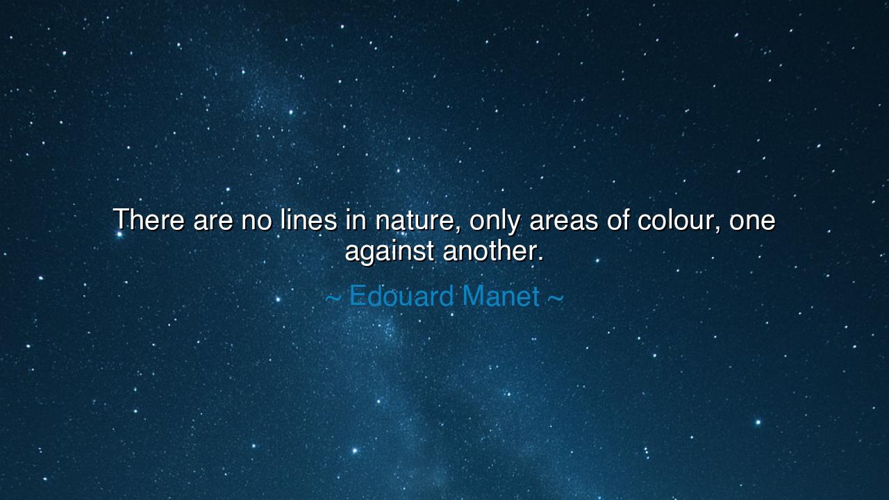 There are no lines in nature, only areas of colour, one against