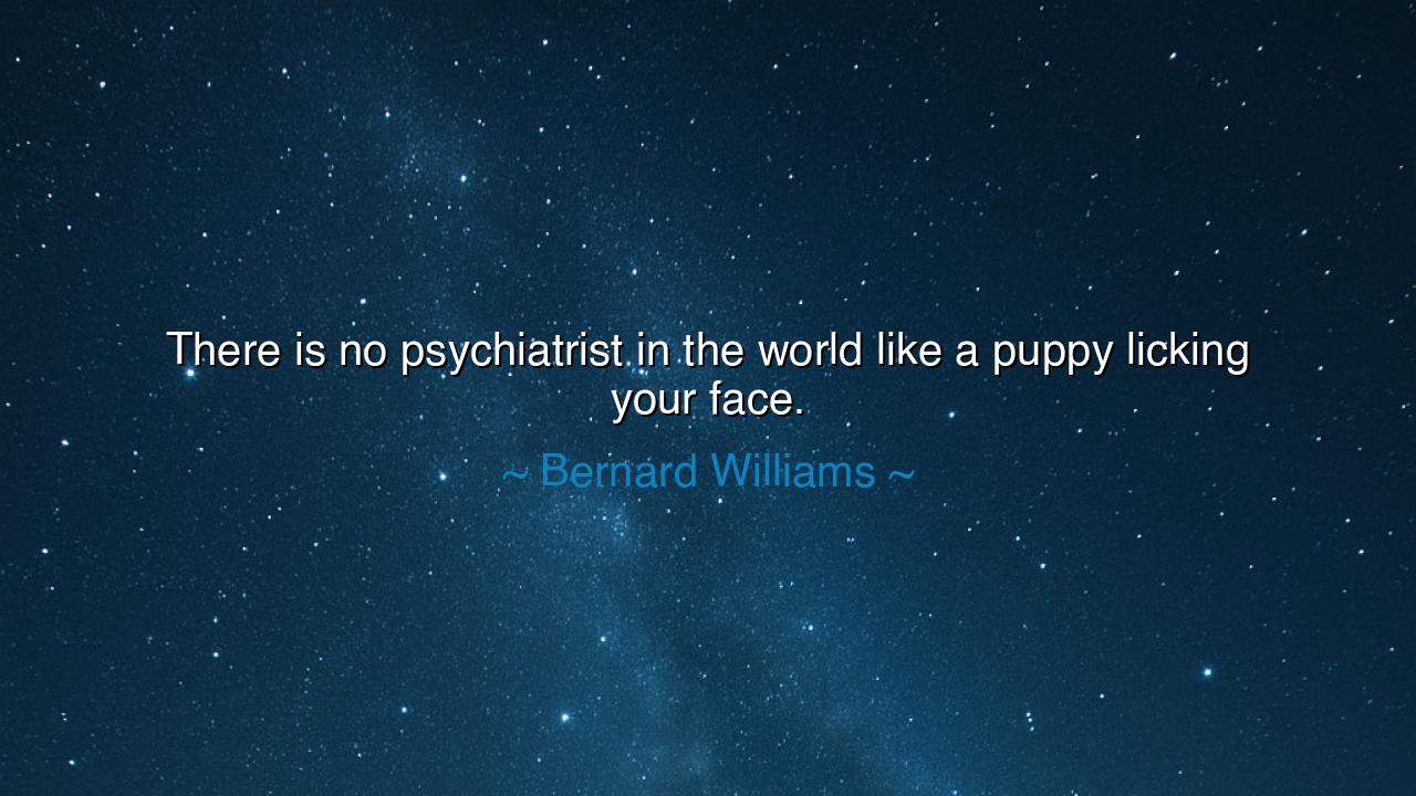 There is no psychiatrist in the world like a puppy licking your