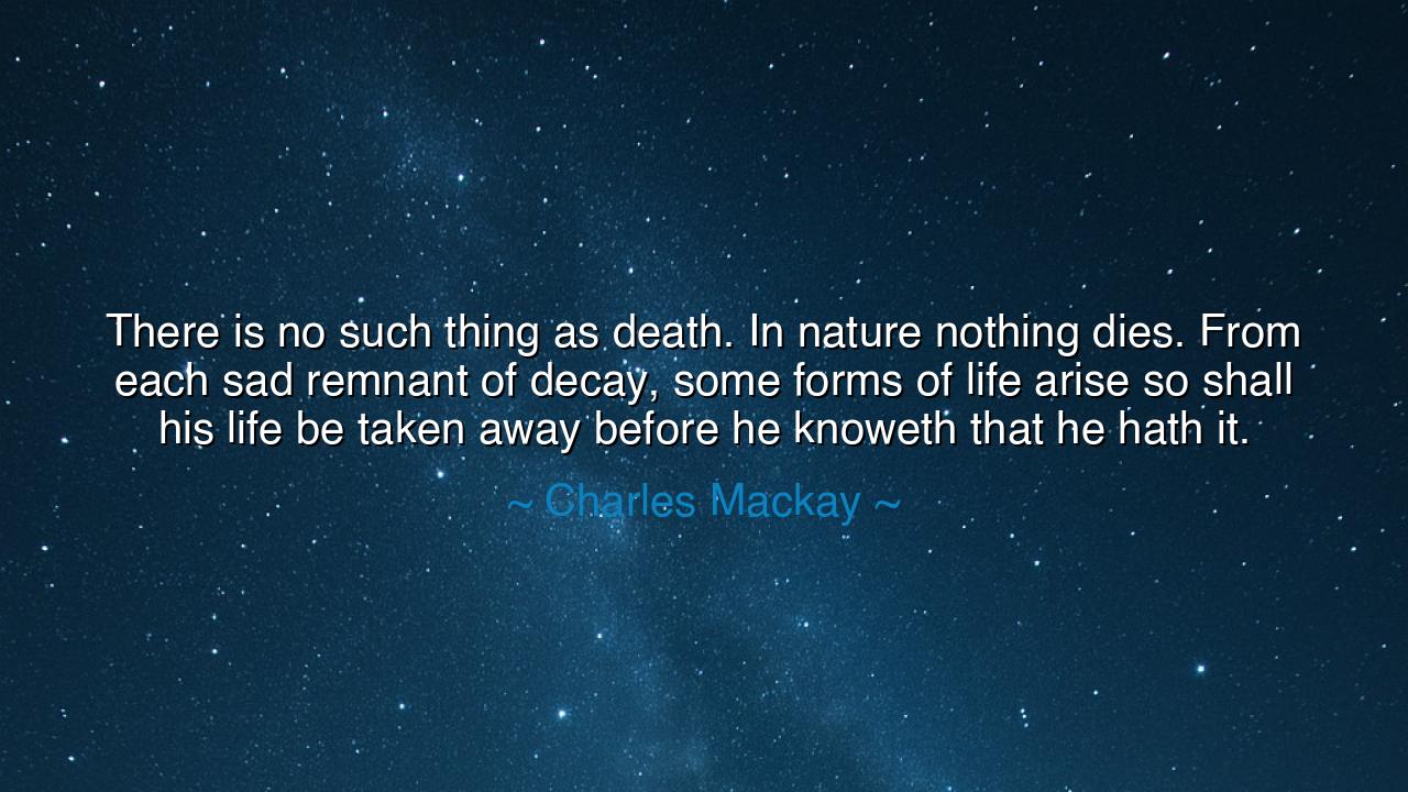 There is no such thing as death. In nature nothing dies. From