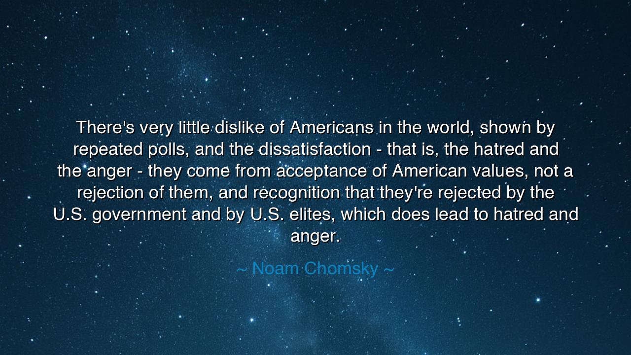 There's very little dislike of Americans in the world, shown by