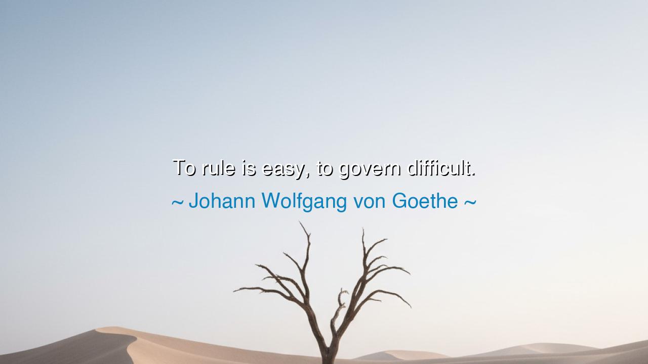 To rule is easy, to govern difficult.