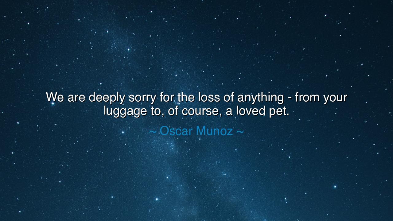 We are deeply sorry for the loss of anything - from your luggage