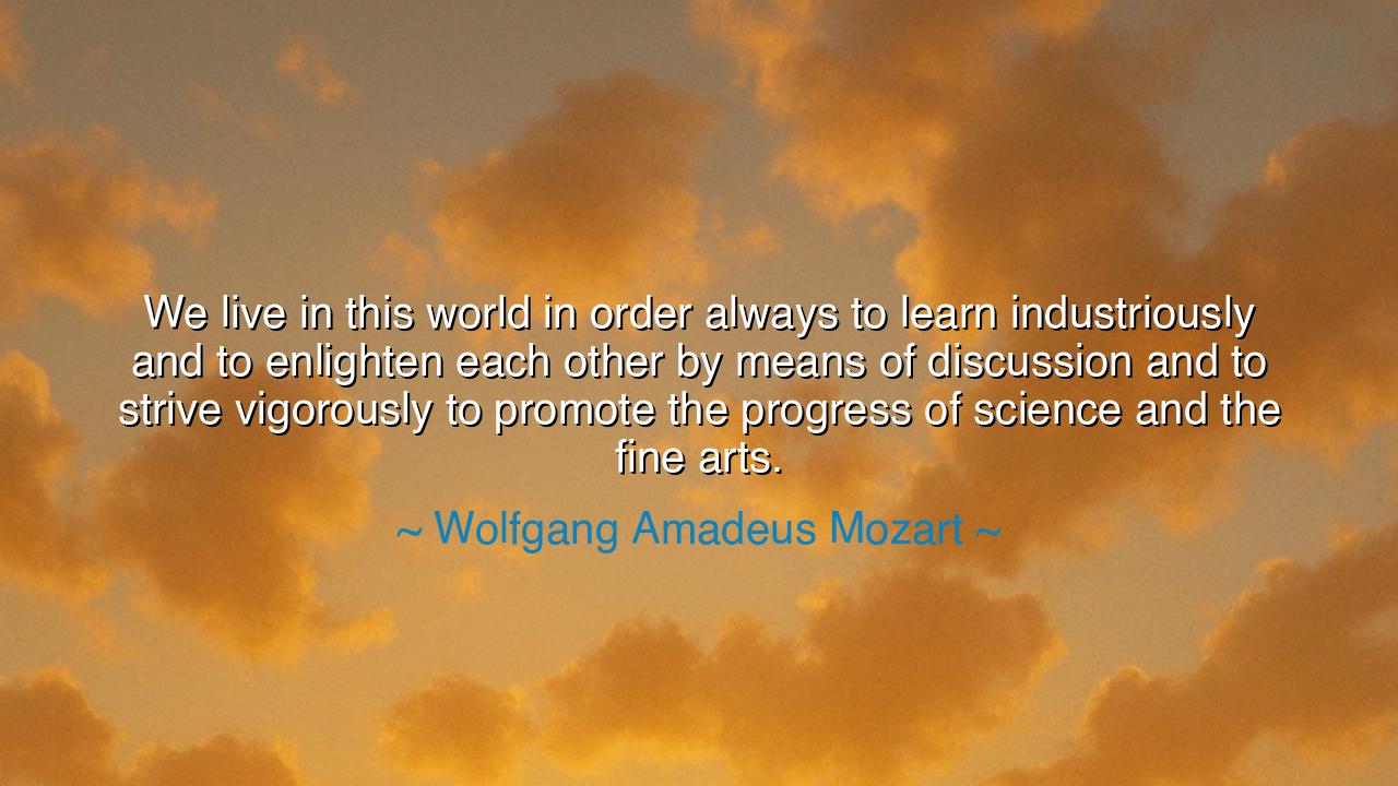We live in this world in order always to learn industriously and