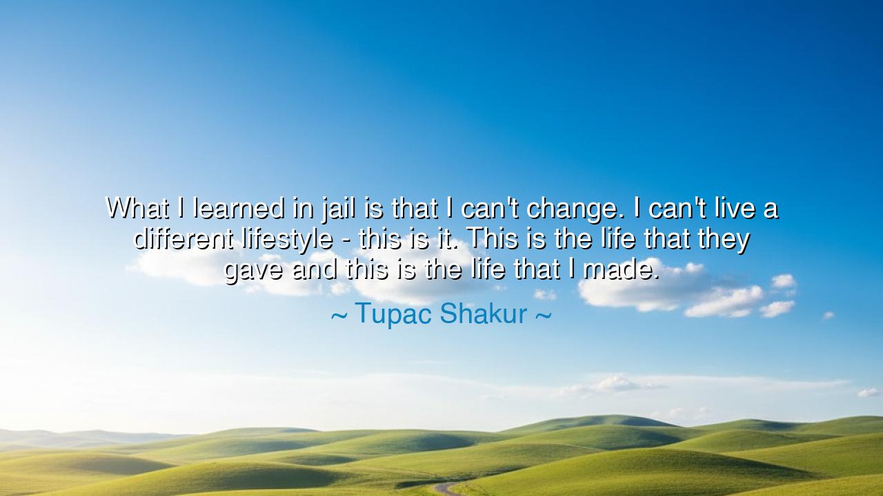 What I learned in jail is that I can't change. I can't live a