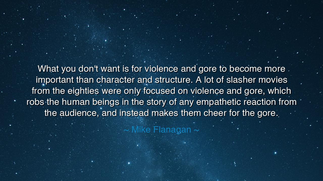 What you don't want is for violence and gore to become more
