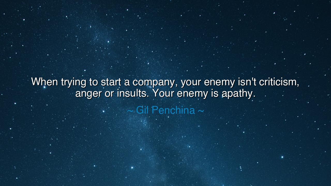 When trying to start a company, your enemy isn't criticism, anger