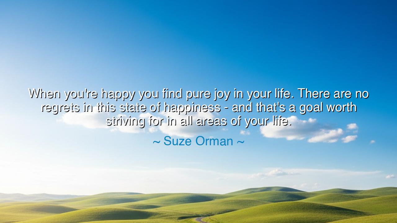 When you're happy you find pure joy in your life. There are no