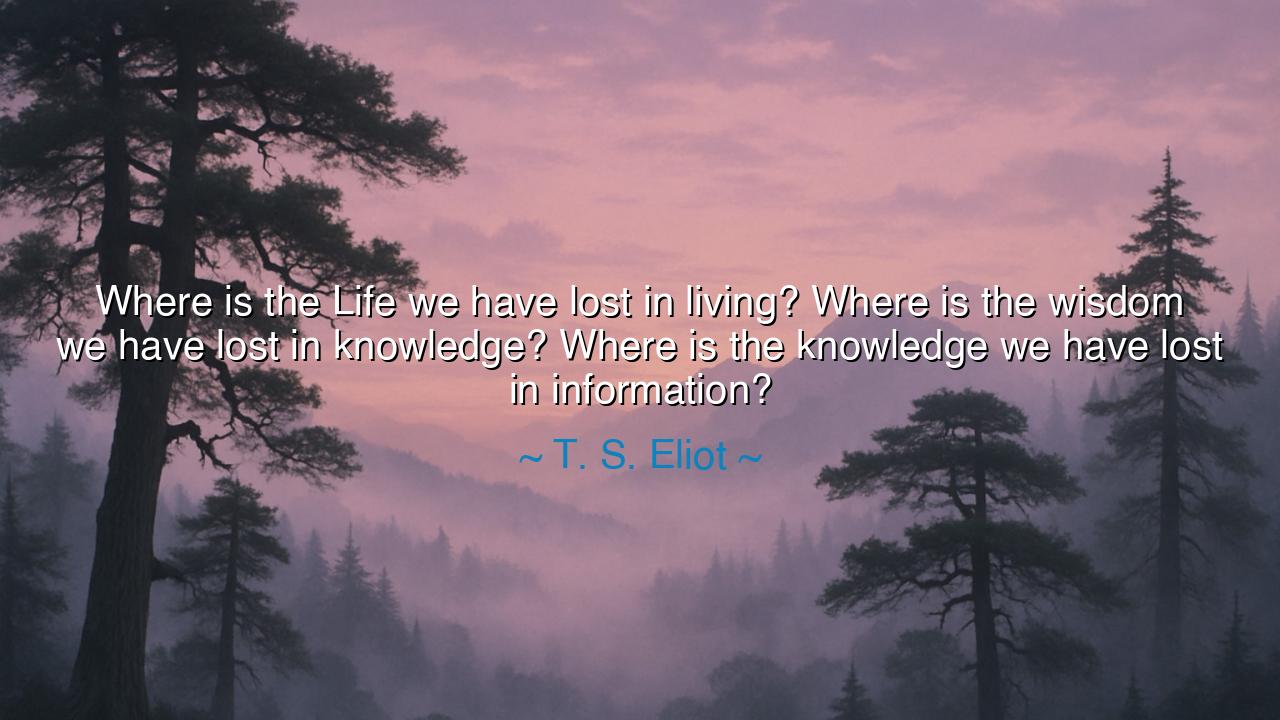 Where is the Life we have lost in living? Where is the wisdom we
