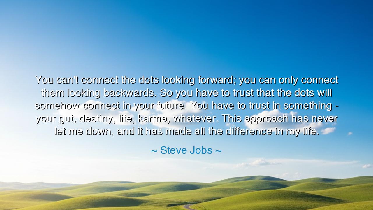 You can't connect the dots looking forward; you can only connect