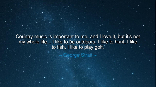 Country music is important to me, and I love it, but it's not my