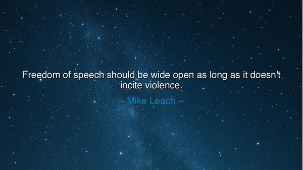 Freedom of speech should be wide open as long as it doesn't