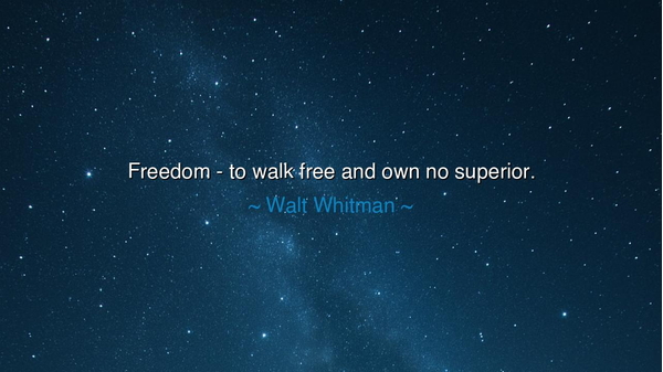 Freedom - to walk free and own no superior.