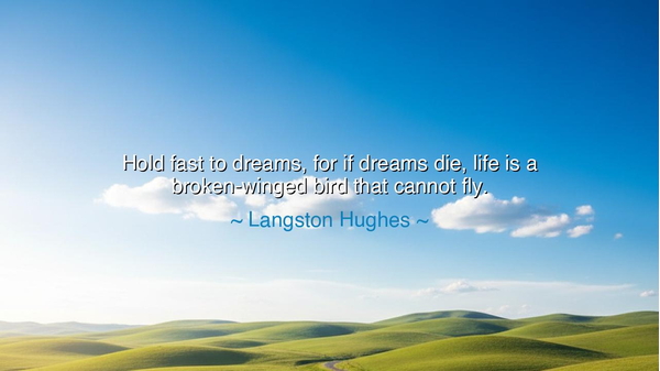 Hold fast to dreams, for if dreams die, life is a broken-winged