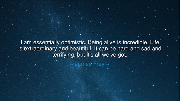 I am essentially optimistic. Being alive is incredible. Life is