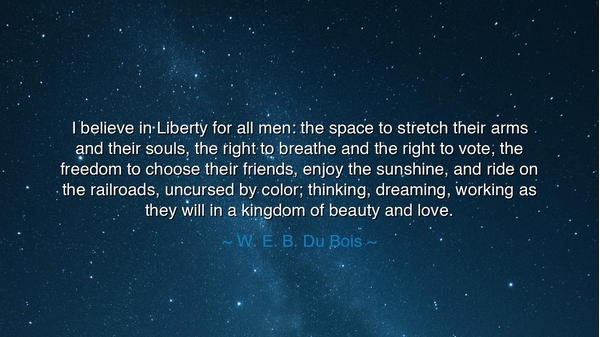 I believe in Liberty for all men: the space to stretch their arms