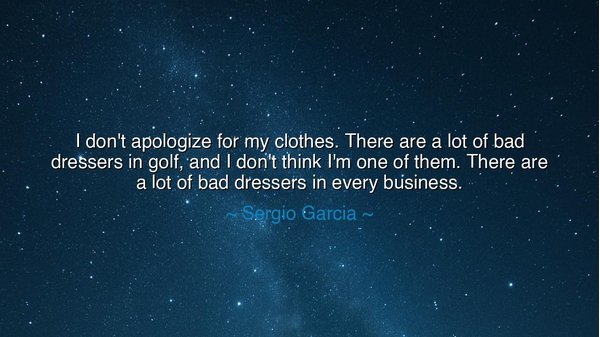 I don't apologize for my clothes. There are a lot of bad dressers