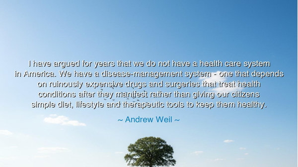 I have argued for years that we do not have a health care system