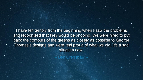 I have felt terribly from the beginning when I saw the problems