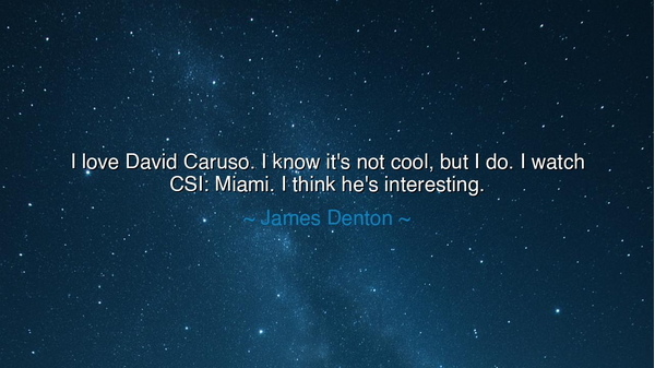 I love David Caruso. I know it's not cool, but I do. I watch CSI: