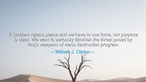 If Saddam rejects peace and we have to use force, our purpose is