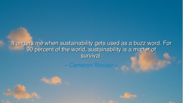 It angers me when sustainability gets used as a buzz word. For 90
