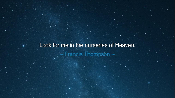 Look for me in the nurseries of Heaven.