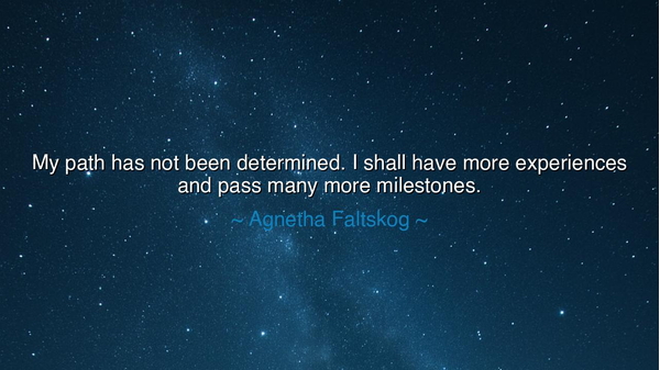My path has not been determined. I shall have more experiences