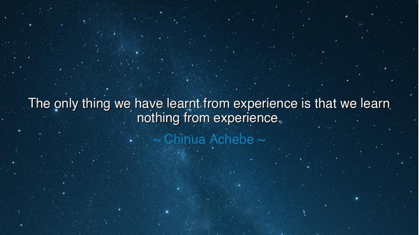 The only thing we have learnt from experience is that we learn