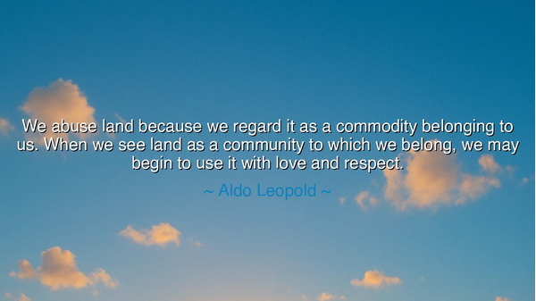 We abuse land because we regard it as a commodity belonging to