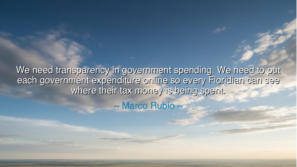 We need transparency in government spending. We need to put each