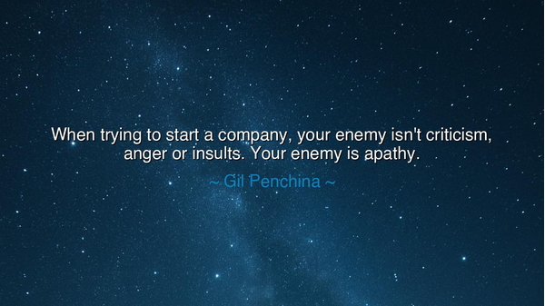 When trying to start a company, your enemy isn't criticism, anger