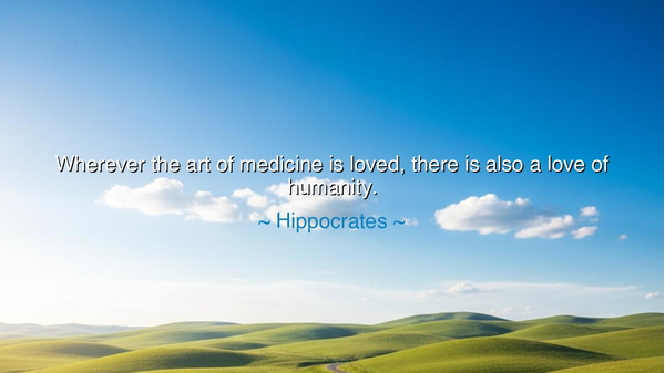 Wherever the art of medicine is loved, there is also a love of